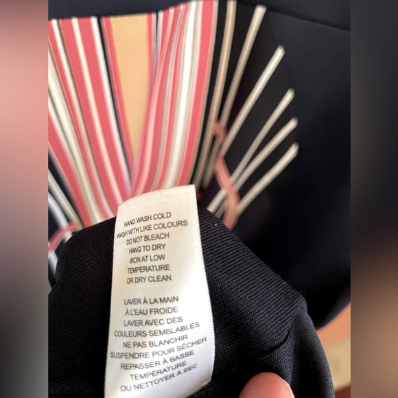 Cleo Size 14 Black with a multi coloured centre of dress. Midi length. - Picture 6 of 11